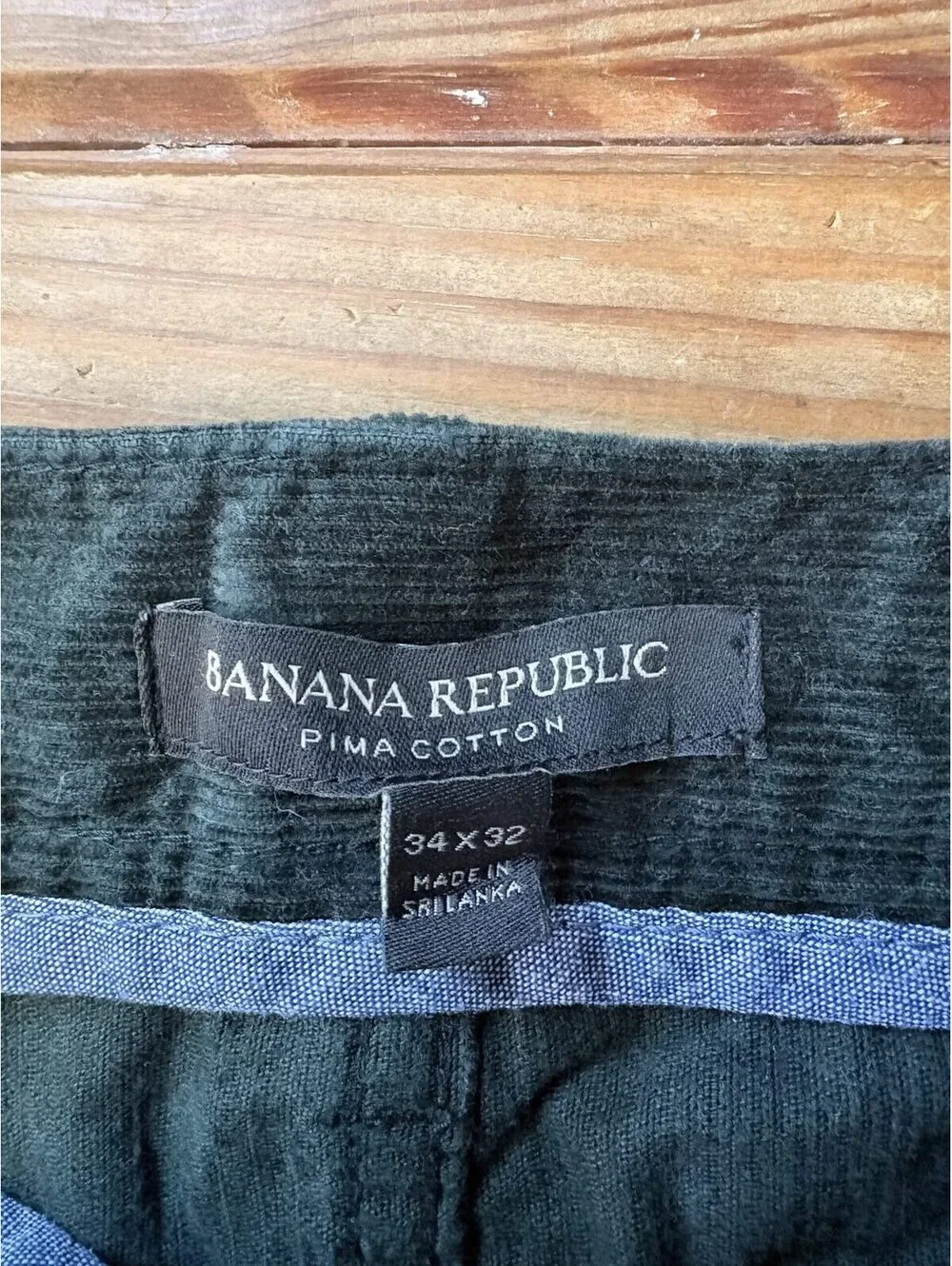 Banana Republic Pima Cotton Corduroy Pants Men's 34x32 Dark Green Straight